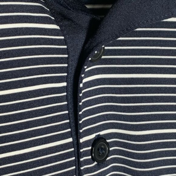Adidas Climalite Golf Polo Shirt Navy Blue Stripe Size M Moisture Wicking - Picture 11 of 11